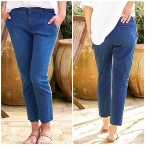 Frank & Eileen Wicklow Italian Performance Denim Chino Jean Size 12 Cropped Blue